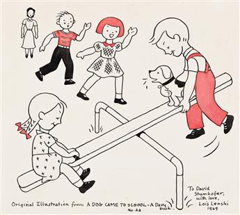 LOIS LENSKI (1893-1974) Then it was time for recess. Spot sat on the seesaw with Jane and Davy. He went up and down. [CHILDRENS]